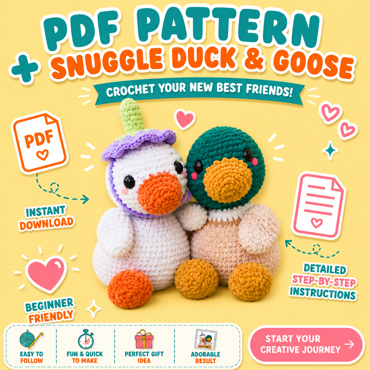 Crochet Duck & Goose Amigurumi Crochet (PDF pattern)