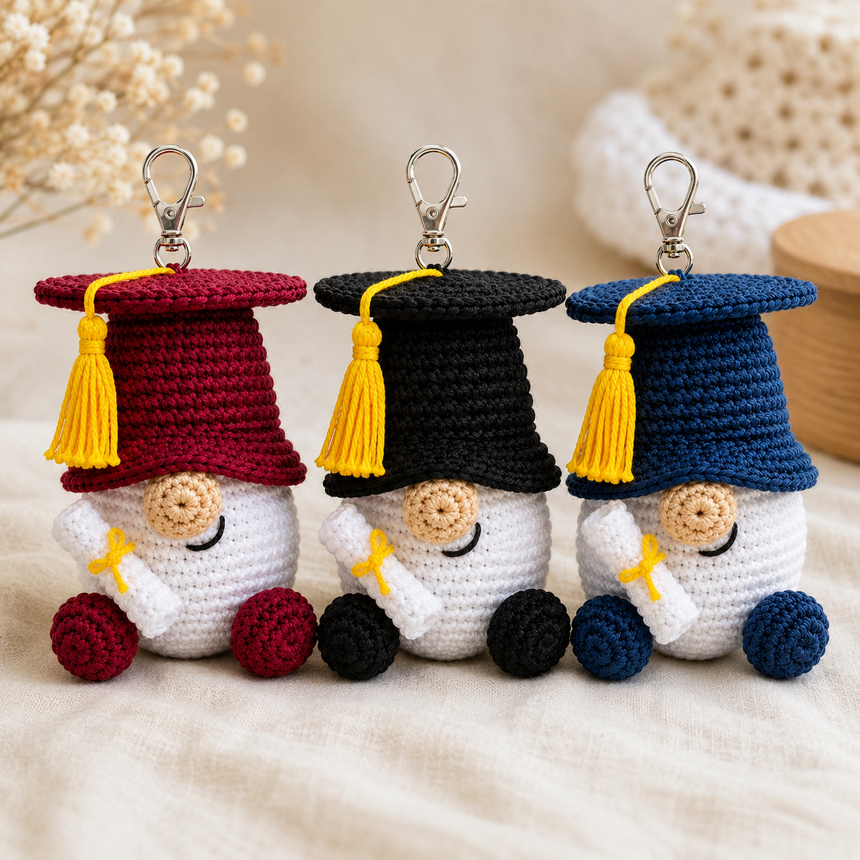 Graduation Gnome Crochet Pattern PDF | Amigurumi Keychain Tutorial